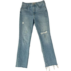 Madewell Jeans Womens 27 Blue The Perfect Vintage Denim Raw Hem Straight